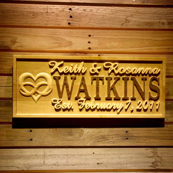 ADVPRO Name Personalized Infinity Heart Wedding Gifts Last First Names Est. Date Wood Engraved Wooden Sign wpa0516-tm - 18.25