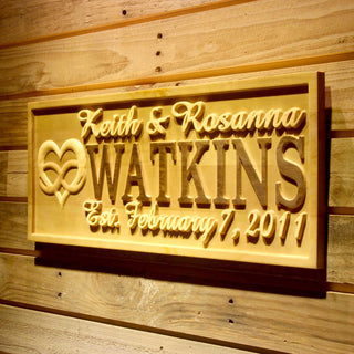 ADVPRO Name Personalized Infinity Heart Wedding Gifts Last First Names Est. Date Wood Engraved Wooden Sign wpa0516-tm - 26.75