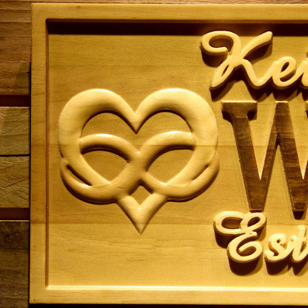 ADVPRO Name Personalized Infinity Heart Wedding Gifts Last First Names Est. Date Wood Engraved Wooden Sign wpa0516-tm - Details 1