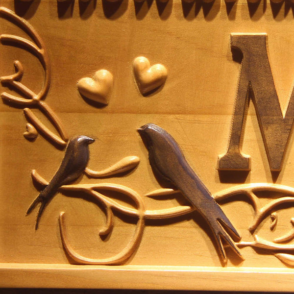 ADVPRO Name Personalized Swallow Bird Family Last First Names Est. Date Wood Engraved Wooden Sign wpa0527-tm - Details 2