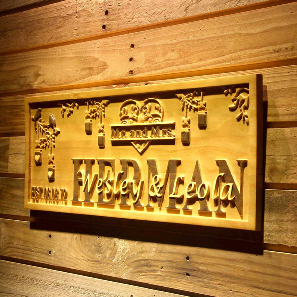 ADVPRO Name Personalized Mr. & Mrs. Decoration Last First Names Est. Date Wood Engraved Wooden Sign wpa0531-tm - 26.75