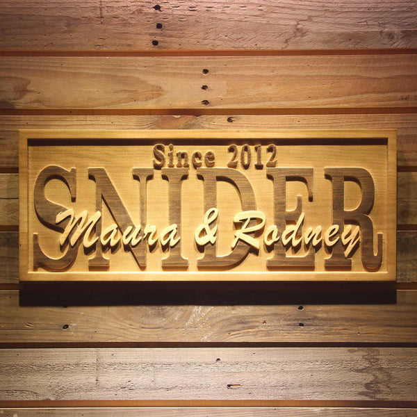 ADVPRO Name Personalized Wedding Gifts Family Name First Names Est. Year Wood Engraved Wooden Sign wpa0537-tm - 18.25