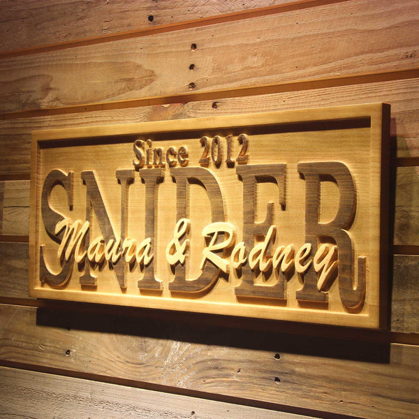 ADVPRO Name Personalized Wedding Gifts Family Name First Names Est. Year Wood Engraved Wooden Sign wpa0537-tm - 26.75
