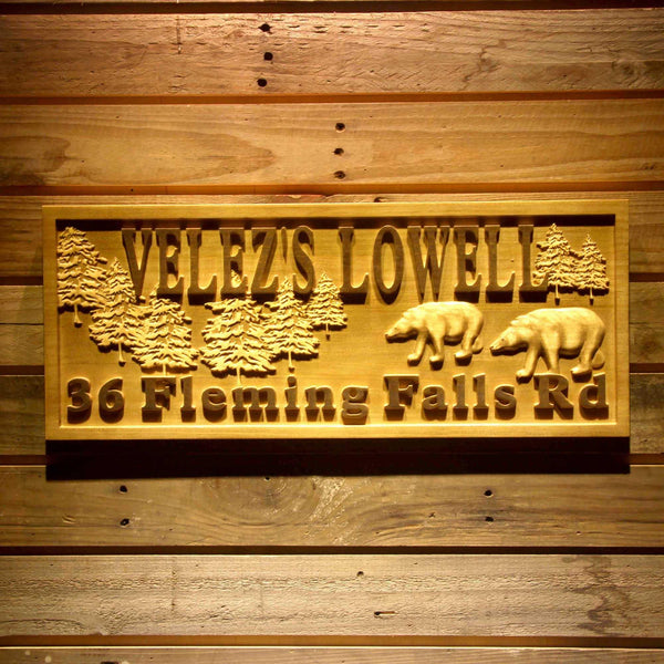 ADVPRO Name Personalized Bears Forest Your Location Your Name Your Theme Wood Engraved Wooden Sign wpa0539-tm - 18.25