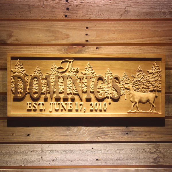 ADVPRO Name Personalized Reindeer Deer Forest Last Name Family Est. Date Wedding Gifts Wood Engraved Wooden Sign wpa0540-tm - 18.25
