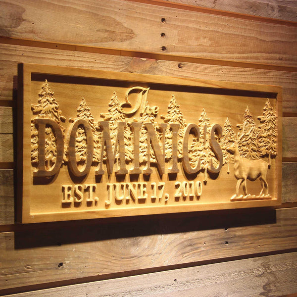 ADVPRO Name Personalized Reindeer Deer Forest Last Name Family Est. Date Wedding Gifts Wood Engraved Wooden Sign wpa0540-tm - 23