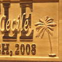 ADVPRO Name Personalized Palm Tree Island Family Name First Names Est. Date Wood Engraved Wooden Sign wpa0542-tm - Details 1