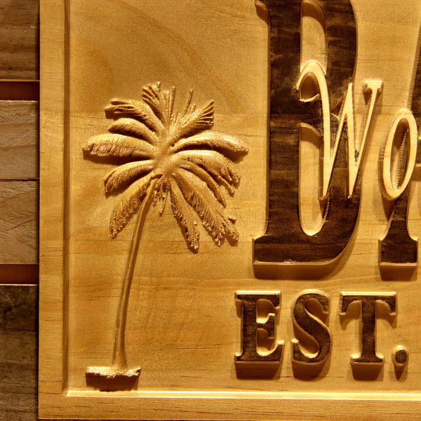 ADVPRO Name Personalized Palm Tree Island Family Name First Names Est. Date Wood Engraved Wooden Sign wpa0542-tm - Details 3