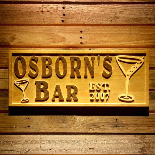 ADVPRO Name Personalized Bar Cocktails Pub Club Your Name Est. Year Wood Engraved Wooden Sign wpa0546-tm - 18.25