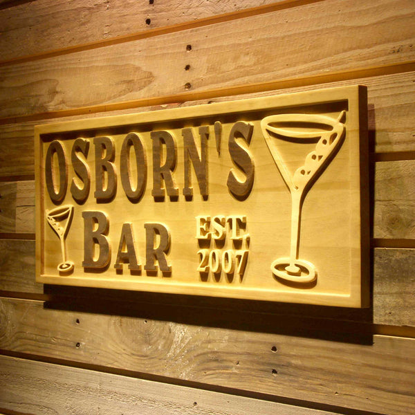 ADVPRO Name Personalized Bar Cocktails Pub Club Your Name Est. Year Wood Engraved Wooden Sign wpa0546-tm - 26.75