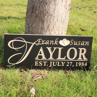 ADVPRO Personalized Last Name Rustic Home Decor Wood Engraving Custom Wedding Gift Couples Established Wooden Signs wpc0003-tm - Details 1