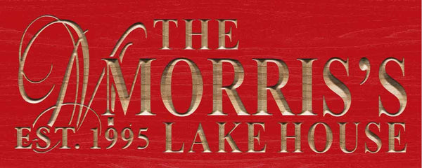 ADVPRO Name Personalized Lake House Last Name Home Decor Wedding Gift Wooden Sign wpc0031-tm - Red