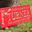 ADVPRO Name Personalized Last Name First Name Established Date Home Decor Wedding Gift Wooden Sign wpc0035-tm - Red