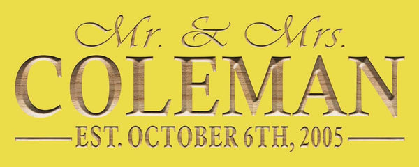 ADVPRO Personalized Mr. & Mrs. Wedding Gift Family Sign Groomsmen Gift Housewarming Gift Marriage Wooden Signs wpc0036-tm - Yellow