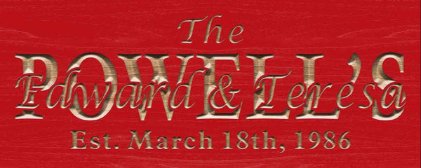 ADVPRO Name Personalized Last Name First Name Established Date Home Decor Wedding Gift Wooden Sign wpc0039-tm - Red