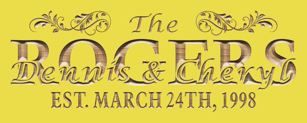 ADVPRO Name Personalized Last Name First Name Established Date Home Decor Wedding Gift Wooden Sign wpc0046-tm - Yellow