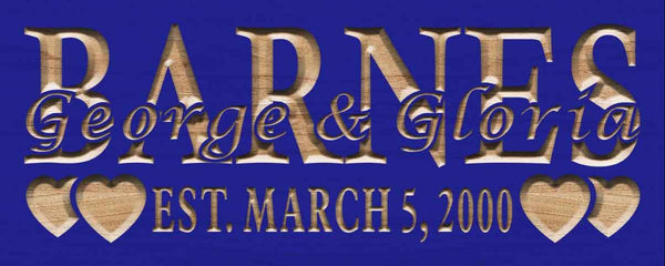 ADVPRO Name Personalized Last Name First Name Established Date Home Decor Wedding Gift Wooden Sign wpc0047-tm - Blue