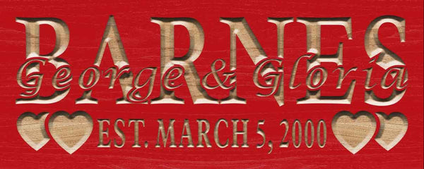 ADVPRO Name Personalized Last Name First Name Established Date Home Decor Wedding Gift Wooden Sign wpc0047-tm - Red