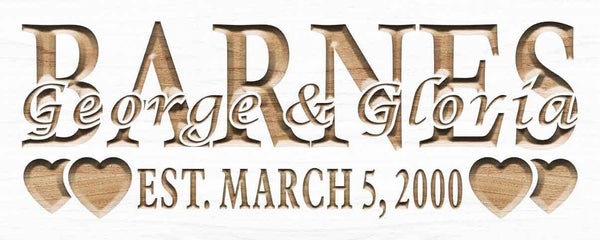 ADVPRO Name Personalized Last Name First Name Established Date Home Decor Wedding Gift Wooden Sign wpc0047-tm - White