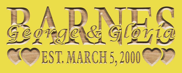 ADVPRO Name Personalized Last Name First Name Established Date Home Decor Wedding Gift Wooden Sign wpc0047-tm - Yellow