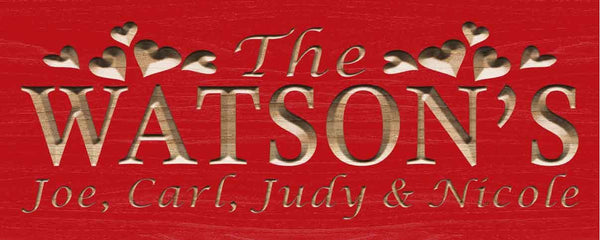 ADVPRO Name Personalized Last Name First Name Established Date Home Decor Wedding Gift Wooden Sign wpc0049-tm - Red