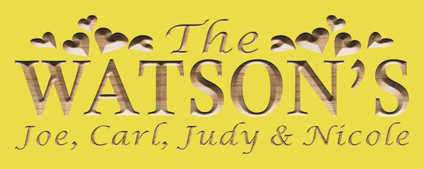 ADVPRO Name Personalized Last Name First Name Established Date Home Decor Wedding Gift Wooden Sign wpc0049-tm - Yellow