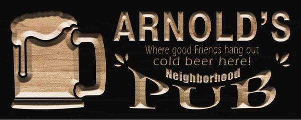 ADVPRO Name Personalized Neighborhood Pub Beer Mug Wood Engraved Wooden Sign wpc0055-tm - Black