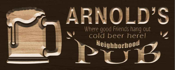ADVPRO Name Personalized Neighborhood Pub Beer Mug Wood Engraved Wooden Sign wpc0055-tm - Brown