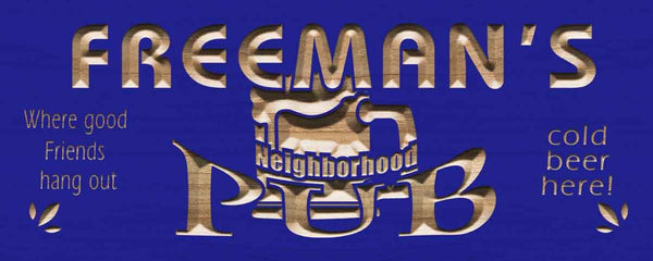 ADVPRO Name Personalized Neighborhood Pub Cold Beer Wood Engraved Wooden Sign wpc0056-tm - Blue
