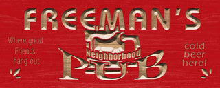 ADVPRO Name Personalized Neighborhood Pub Cold Beer Wood Engraved Wooden Sign wpc0056-tm - Red
