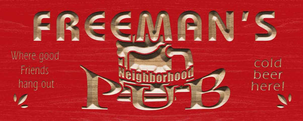 ADVPRO Name Personalized Neighborhood Pub Cold Beer Wood Engraved Wooden Sign wpc0056-tm - Red