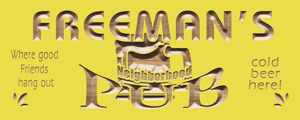 ADVPRO Name Personalized Neighborhood Pub Cold Beer Wood Engraved Wooden Sign wpc0056-tm - Yellow