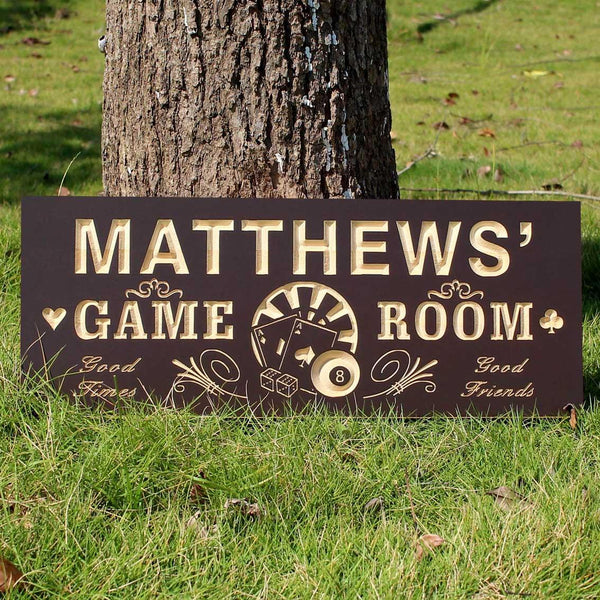 ADVPRO Name Personalized Game Room Poker Casino Bar Wood Engraved Wooden Sign wpc0060-tm - Details 1