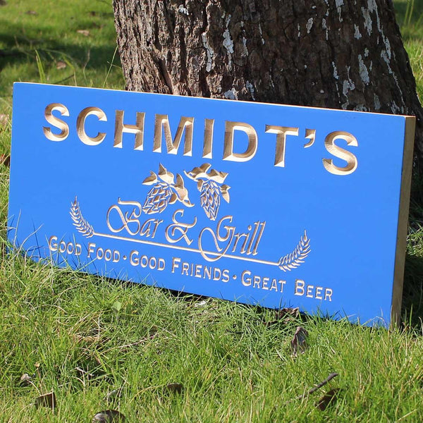ADVPRO Name Personalized Bar & Grill Beer Decor Home Bar 3D Engraved Wooden Sign wpc0065-tm - Blue