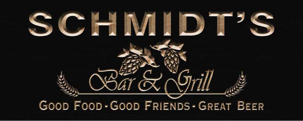 ADVPRO Name Personalized Bar & Grill Beer Decor Home Bar 3D Engraved Wooden Sign wpc0065-tm - Black