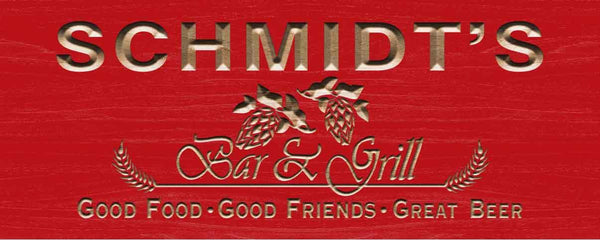 ADVPRO Name Personalized Bar & Grill Beer Decor Home Bar 3D Engraved Wooden Sign wpc0065-tm - Red