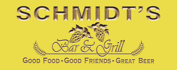 ADVPRO Name Personalized Bar & Grill Beer Decor Home Bar 3D Engraved Wooden Sign wpc0065-tm - Yellow