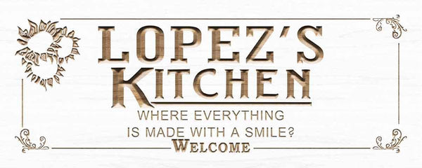 ADVPRO Name Personalized Kitchen Welcome Women Room Decoration 3D Engraved Wooden Sign wpc0066-tm - White