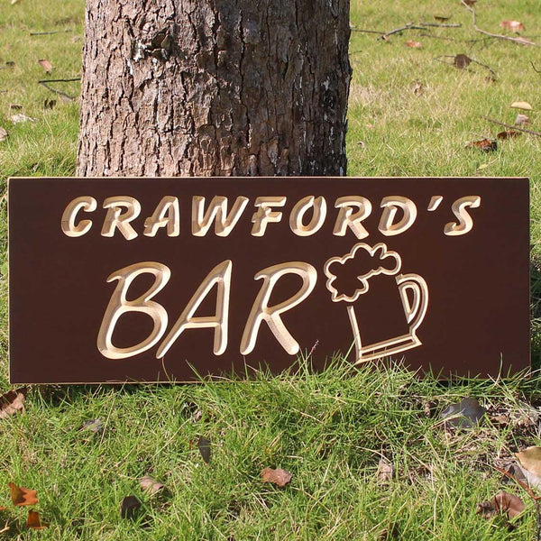 ADVPRO Name Personalized Bar Beer Mug Cup Decoration Man Cave 3D Engraved Wooden Sign wpc0067-tm - Details 1