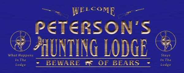 ADVPRO Name Personalized Hunting Lodge Gun Deer Bear Eagle Den Lake House Man Cave 3D Engraved Wooden Sign wpc0073-tm - Blue