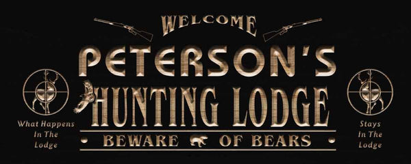 ADVPRO Name Personalized Hunting Lodge Gun Deer Bear Eagle Den Lake House Man Cave 3D Engraved Wooden Sign wpc0073-tm - Black
