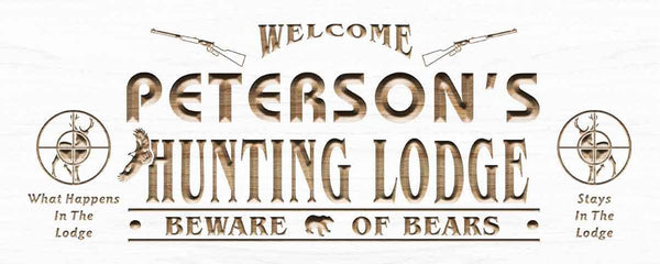 ADVPRO Name Personalized Hunting Lodge Gun Deer Bear Eagle Den Lake House Man Cave 3D Engraved Wooden Sign wpc0073-tm - White