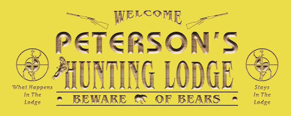ADVPRO Name Personalized Hunting Lodge Gun Deer Bear Eagle Den Lake House Man Cave 3D Engraved Wooden Sign wpc0073-tm - Yellow