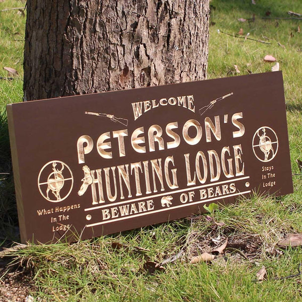 ADVPRO Name Personalized Hunting Lodge Gun Deer Bear Eagle Den Lake House Man Cave 3D Engraved Wooden Sign wpc0073-tm - Details 2