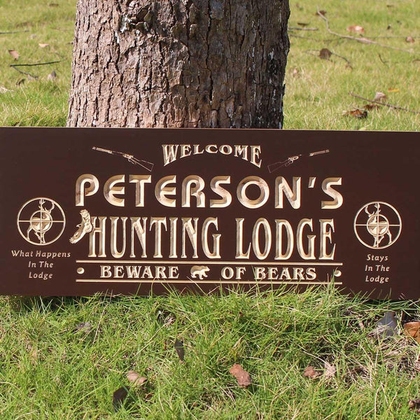 ADVPRO Name Personalized Hunting Lodge Gun Deer Bear Eagle Den Lake House Man Cave 3D Engraved Wooden Sign wpc0073-tm - Details 4