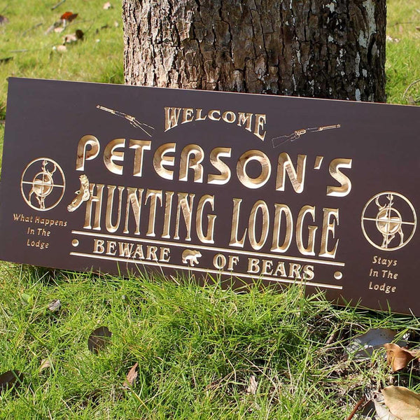 ADVPRO Name Personalized Hunting Lodge Gun Deer Bear Eagle Den Lake House Man Cave 3D Engraved Wooden Sign wpc0073-tm - Details 6