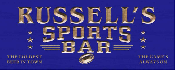 ADVPRO Name Personalized Sports Bar Football Baseball Basketball Man Cave 3D Engraved Wooden Sign wpc0077-tm - Blue