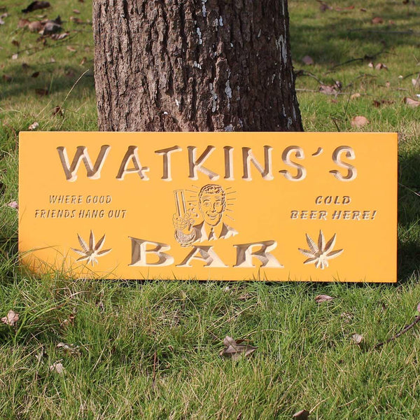 ADVPRO Name Personalized Marijuana High Life Bar Weed Beer Wine Den Game Room 3D Engraved Wooden Sign wpc0079-tm - Details 1