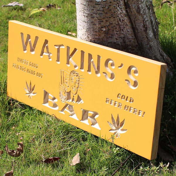 ADVPRO Name Personalized Marijuana High Life Bar Weed Beer Wine Den Game Room 3D Engraved Wooden Sign wpc0079-tm - Details 3