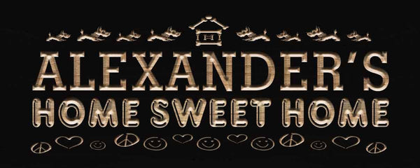 ADVPRO Name Personalized Home Sweet Home House Warming Gift 3D Engraved Wooden Sign wpc0081-tm - Black